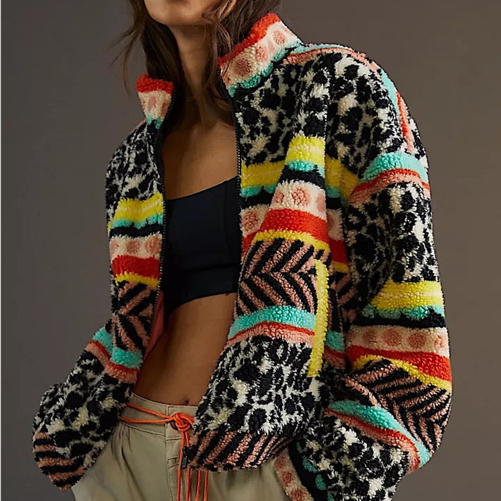 Maeve (Anthropologie) Lively Abstract Sherpa Jacket